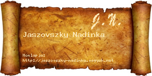 Jaszovszky Nadinka névjegykártya